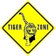 TIGER ZONE sign * cat pet zoo street caution