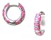 Lauren G Adams Rhodium Plated Pink Enamel Huggie Hoop Earrings with Pave CZ Hearts