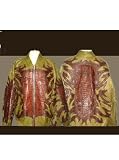 Volcano, *Exotic leather Coat - Style # HB2COolive - Olive Ostrich with Brown Alligator Inlay - Made in America