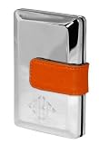Visol V637B Roma Stainless Steel and Orange Leather Business Card Case [Kitchen]