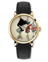 SPRAWL Aanalog Fashion Series Gold Ladies Watches of Genuine Black Leather Strap,Unique Wrist Watch for Women Girls Designed with Dolls hanging