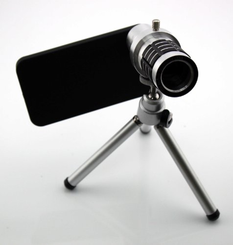 Big Dragonfly Apple iPhone 4 4s Camera Lens Kit Includes / 12 x Telephoto Manual Focus Telescope Camera Lens / 1 Mini Tripod / 1 Flexible Universial Holder / 1 Special Protection Case for iPhone 4 4s / 1 Cleaning Cloth / 1 Black Pouch included