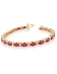 13.06cttw 6x4 Oval Ruby and Diamond Bracelet in 14k Gold