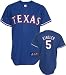 Ian Kinsler Jersey: Adult 2010 Majestic Alternate Blue Replica #5 Texas Rangers Jersey - Small