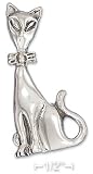 Sterling Silver High Polish 53mm Side View Cat Pin Bow Tie