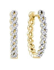 10KT Yellow Gold 0.53 CTW Diamond Fashion Hoops