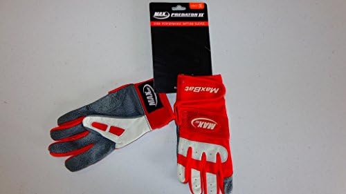 New MAX Bat Predator II High Perfrmce Batting Gloves Adt Small Baseball Red/slvr