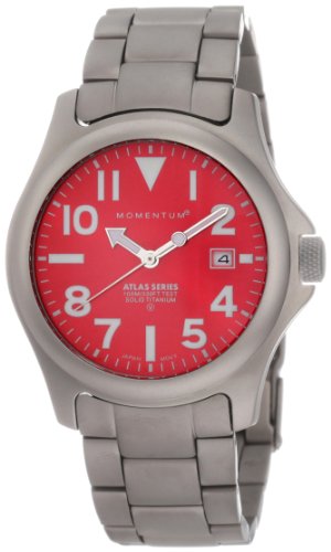 Momentum Mens 1M-SP00R0 Atlas Red Dial Titanium Bracelet Watch Momentum Mens 1M-SP00R0 Atlas Red Dial Titanium Bracelet Watch