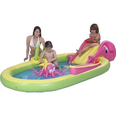117 X 65 X 22 Giant Inflatable Sea Animal Kiddie Play Pool   Total With Pool Accessories And Water Activities