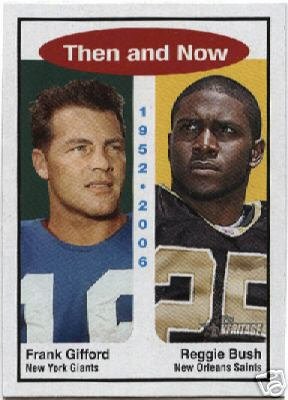 2006 Topps Heritage Then and Now #TN1 Reggie Bush / Frank Gifford - New Orleans Saints / New York Giants - Rookie Card (RC) / NFL Football Cards - In Protective Case - Sports Trading Cards Collecting