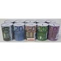 Spardose Gelddose Sparb�chse Sammeldose Geldschein Euro Metall 10 St�ck Set