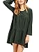 ROMWE Women's Bohemian Long Sleeve Loose Casual Dress Tunic Top Green L