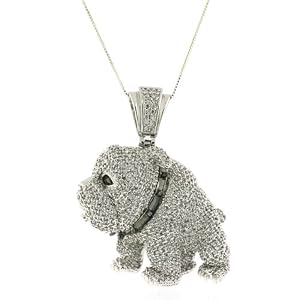 Sterling Silver Micro Pave Bulldog CZ Pendant