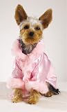 X-SMALL - Luxury Pink Satin Doggy Bathrobe