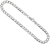 Sterling Silver Italian Curb Cuban Link Necklace Chain 4.5mm (3/16 in.) Beveled Edges Nickel Free, sizes 7 - 30 inch