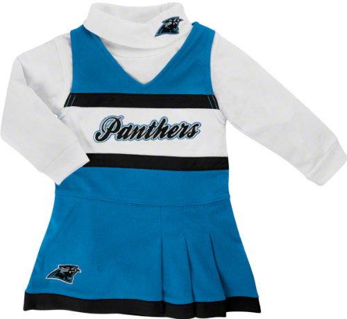 Reebok Carolina Panthers Preschool Girls Panther Blue-White 2-Piece Turtleneck & Cheerleader Dress Set (5/6) at Amazon.com