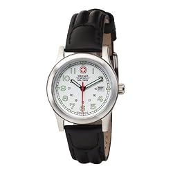 Wenger Swiss Military Women's 72980 Field White Dial Black Leather Military Watch