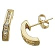 14kt Yellow Gold Channel Set Diamond J-Hoop Earrings