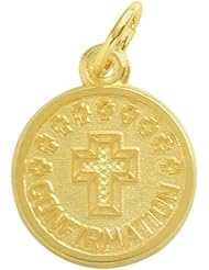 14 Karat Gold High Polish & Matte Religious Small Confirmation Medal Medallion