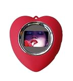 1.1" Keychain Style Digital Photo Frame Viewer Red Heart With Clock - Ideal...