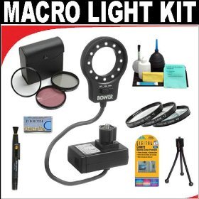 Bower SFDRLM LED Macro Ring Light + +1 +2 +4 Close-Up Macro Filter Set with Pouch + 3 Piece... by Bower