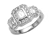 1.25 cts Emerald Cut Diamonds Engagement Ring - Platinum, 14kt & 18kt White or Yellow Gold