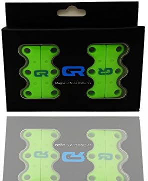 GR® Magnetic Shoe Closures - Never Tie Laces Again! (Green, #2Large Adults/sports)