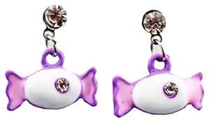 Candy Earring - Kids Fashion Earrings (Purple White and Pink)