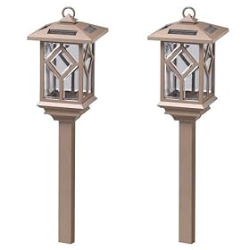 Malibu Outdoor One-Light Solar-Powered Mission Lights, Aged Brass Finish, 2-Pack #LZ602-2