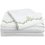 1891 by SFERRA Frou Frou Cotton 4-Piece King Sheet Set, White/Apple