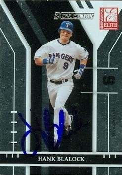 Hank Blalock Autographed/Hand Signed MLB Baseball Card (Texas Rangers) 2004 Donruss Elite #65
