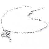 Bling Jewelry Pave Diamond CZ Palm Tree Charm Sterling Silver Anklet Bracelet