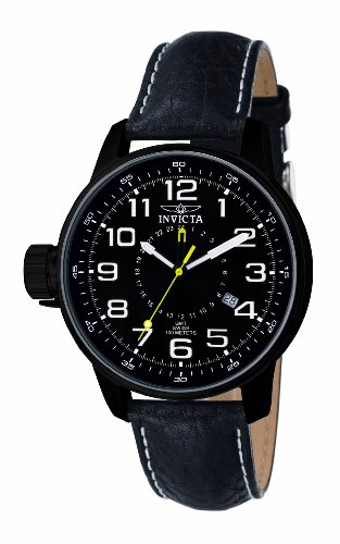 Invicta F0051 Black IP Unisex Analogue Watch with Leather Strap