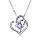 1/2 CT Amethyst Double Heart Pendant In Sterling Silver With 18