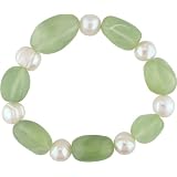 Pearl and Green Aventurine Bead Elastic Bracelet