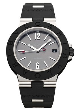 Bvlgari ALW38GVD Diagono Gray Dial Rubber Automatic Men's Watch