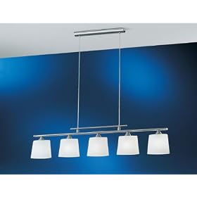 Eglo 84036A Cello,, Nickel Frosted Opal, 5-Light Pendant Light Fixture by Eglo