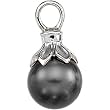 14K White Gold Tahitian Cultured Near Round Dark Grey "B" Quality Pearl Pendant