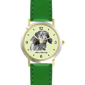 Dachshund-Longhaired (SC) Dog - WATCHBUDDY® DESIGNER DELUXE TWO-TONE THEME WATCH - Arabic... by WatchBuddy