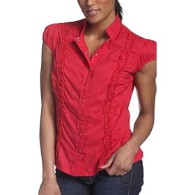 Bandolino Blu Women's Brianne Ruffle Front Cap Sleeve Shirt