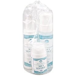 Aqua Glycolic Alpha Hydroxy Acid Skin Care System, Facial Cleanser, Toner, Face Cream, 1 kit
