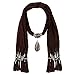 LERDU Plain Infinity Jersey Fringe Scarf Rhinestone Crackle Teardrop Jewelry Pendant Scarf Necklace For Women