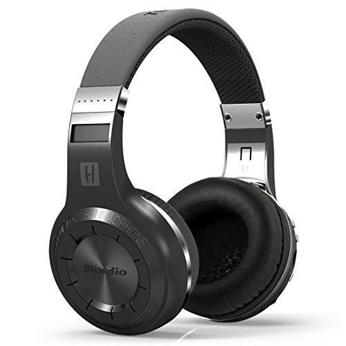 Bluedio Bluetooth 4.1 Wireless Stereo Headphones H+(Turbine) with Bulit-in Microphone Micro-SD Music String FM Radio (Black)