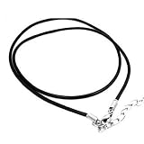 2mm Rubber Cord Stainless Steel Clasp Chain Necklace 16" with 2" Chain Tail