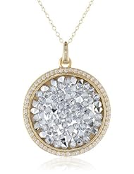 Sterling Silver Genuine Swarovski Elements Crystal Rock and Cubic Zirconia Border Pendant Necklace, 18"