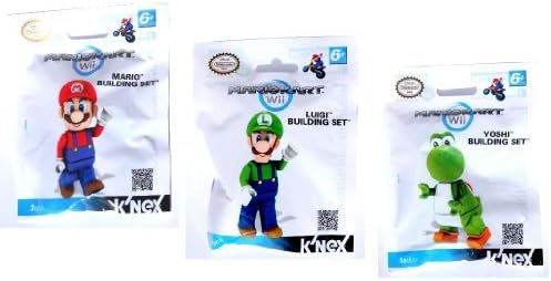 Knex Nintendo Mariokart Minifigure Building Set Pack of 3 / Mario , Luigi & Yoshi