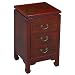 Handmade Oriental Furniture - 28" Antique Style Red Leather Three-Drawer End Table