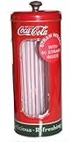 Coca-cola Tin Collectible Drinking Straw Holder Dispenser With 50 Straws