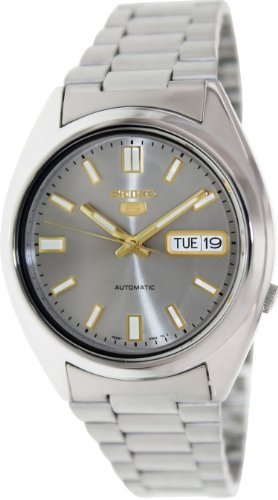 Men's Two Tone Seiko 5 Automatic Dress Watch Silver Tone Dial