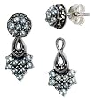 French Twist 2 in 1 Silver Stud and Drop Natural Seed Pearl Earrings - Dahlia Vintage Collection French Twist 2 in 1 Silver Stud and Drop Natural Seed Pearl Earrings - Dahlia Vintage Collection